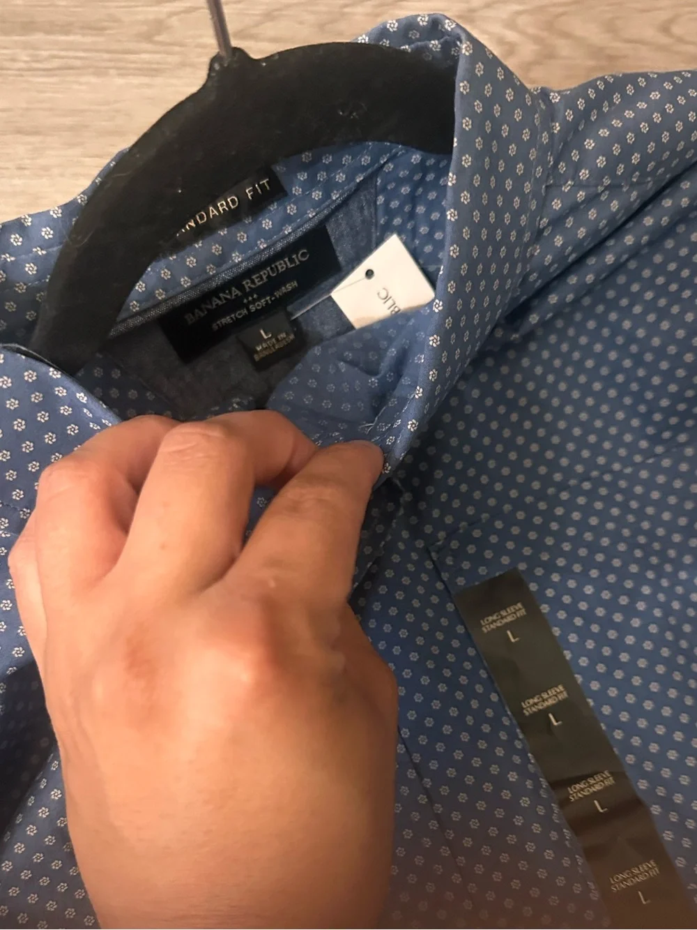 Banana Republic Navy Blue Dot-Print Button-Down Shirt